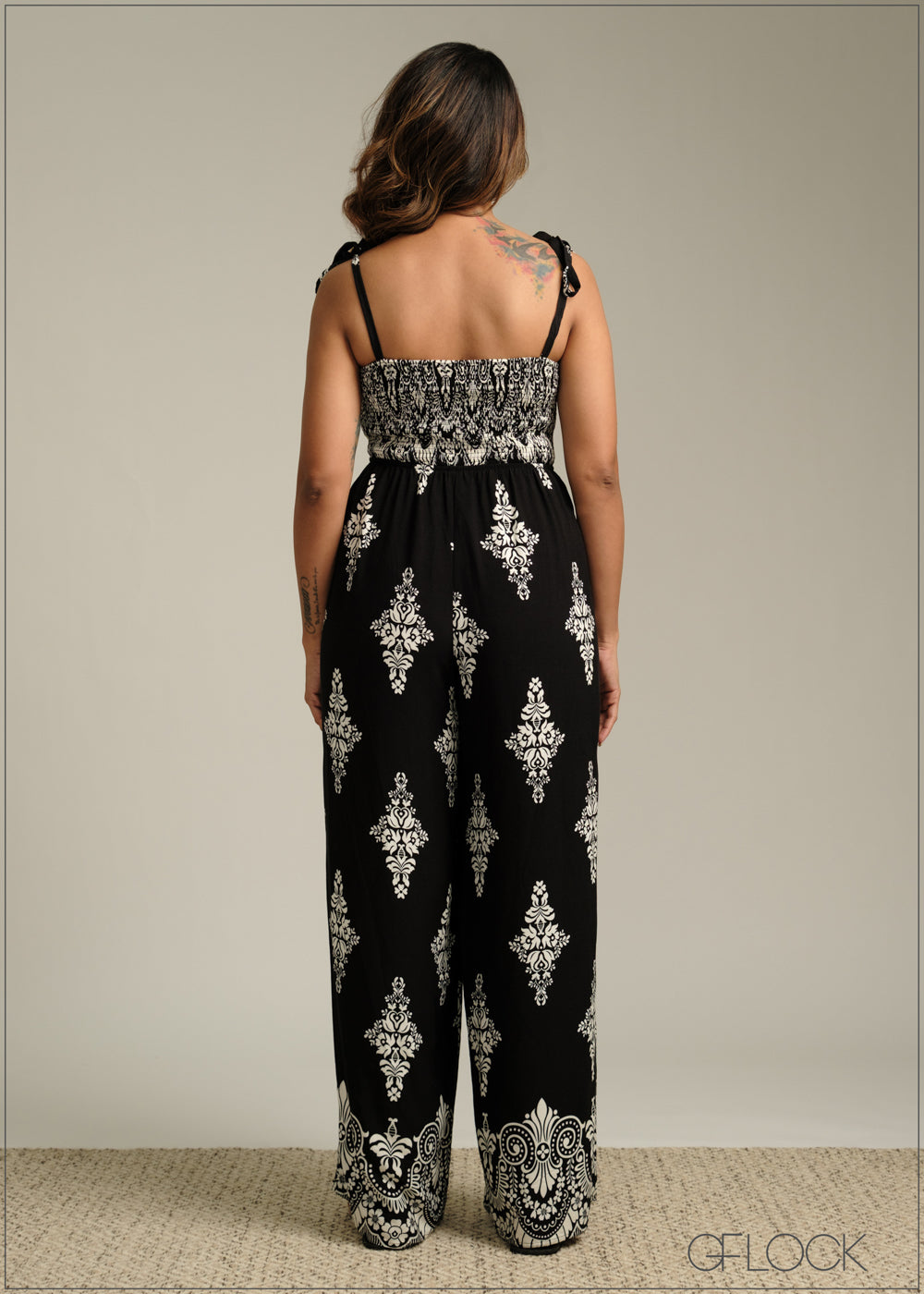 Border Printed Jumpsuit - 190925