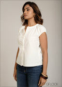 Front Button Detailed Cotton Top - 301026