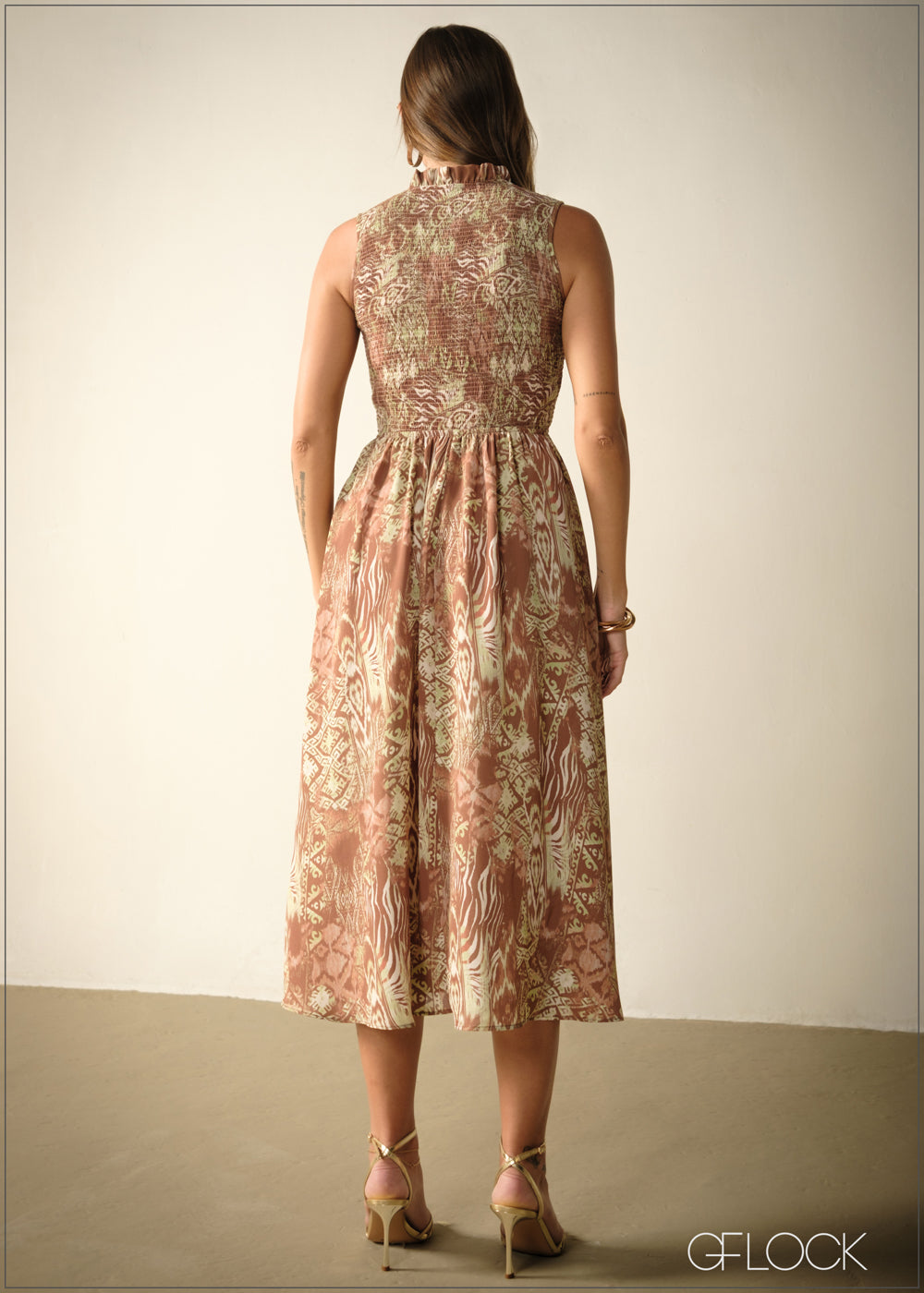 High Neck Sleeveless Midi Dress - 271125