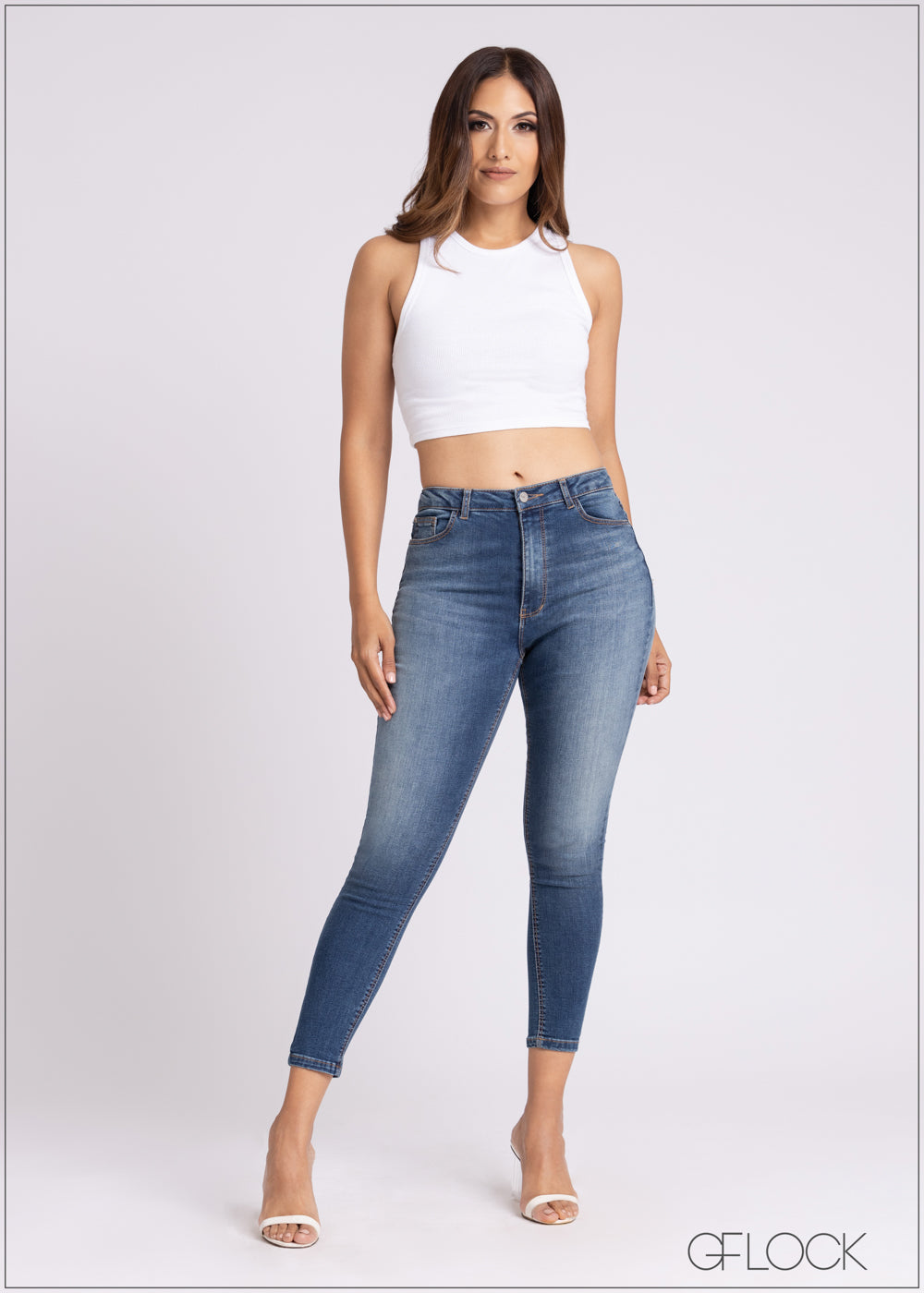 Mid Wash High Rise Skinny Jean - 020423