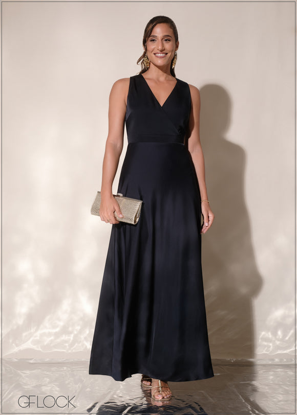 V-Neck Sleeveless Maxi Dress - 110125