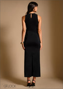 Satin Drape Detail Maxi Dress - 240426