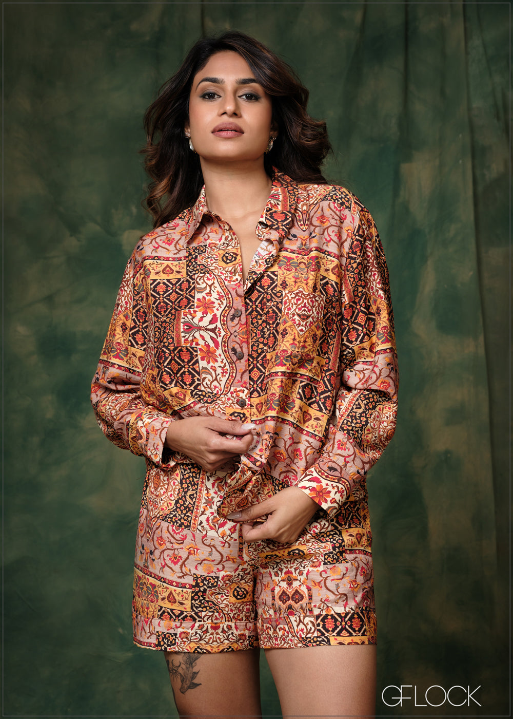 Printed Oversized Basic Shirt - 171225