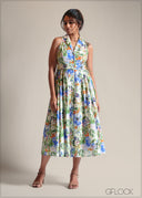 Collared Neck Button Down Dress - 250825