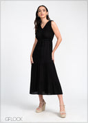 V-Neck Tiered Mini Dress - 310325