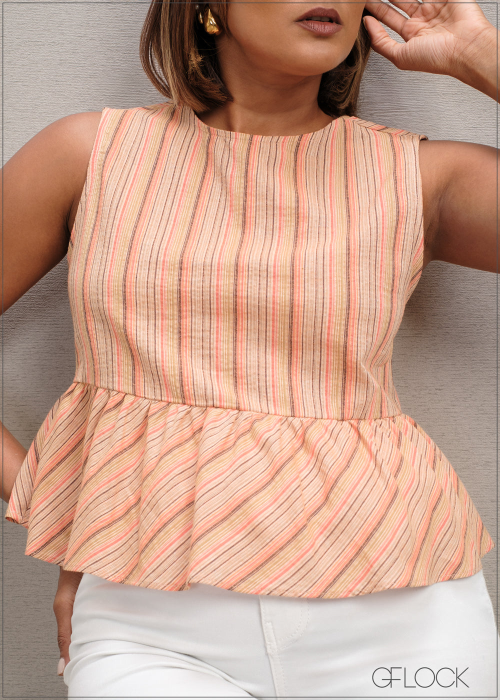 Stripe Peplum Top - 300625