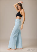 Light Wash Wide Leg Jean - Short Length - 210326D