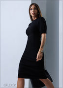 Puff Sleeve Midi Dress - 211125