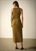 Twist Neck Sleeveless Bodycon Dress - 271125