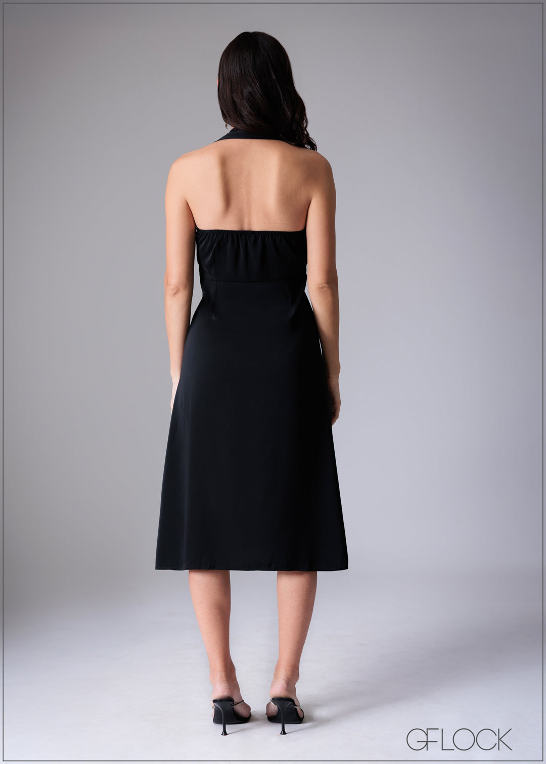 Collared Sleeveless Midi Dress - 110725