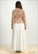 V-Neck Frill Peplum Top - 130826