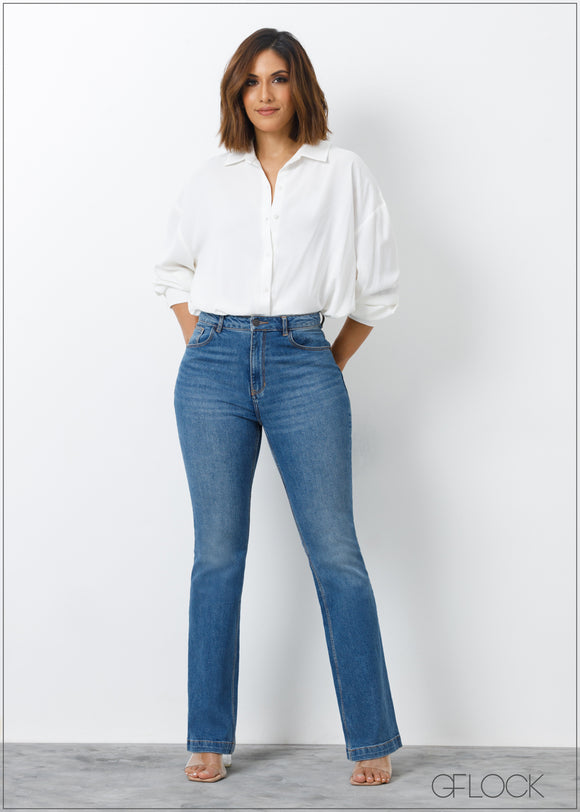 Mid Wash Flare Jean - Long Length - 310324