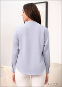 Long Sleeve Neck Detail Top - 250823