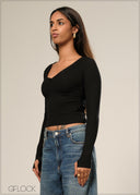 Ribbed Long Sleeve T-shirt - 161026