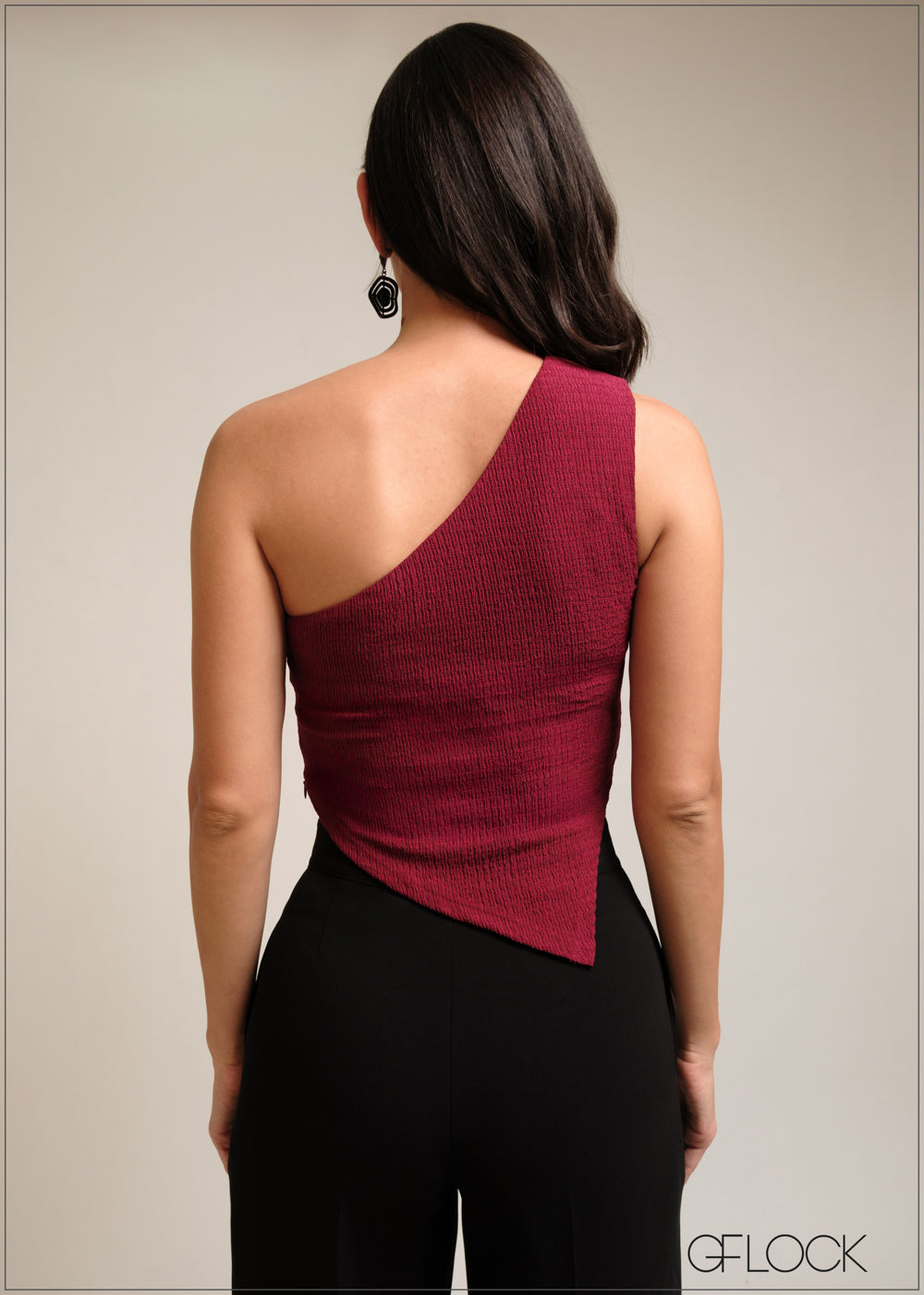 one shoulder textured top

