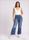 Wide Leg Crinkle Wash Jean - 030323