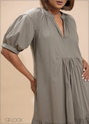 Relaxed Tiered Midi Dress - 100425I