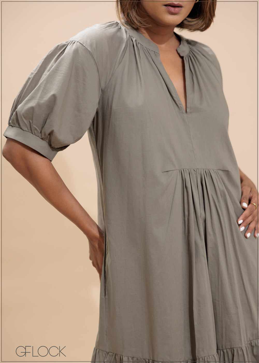 Relaxed Tiered Midi Dress - 100425I