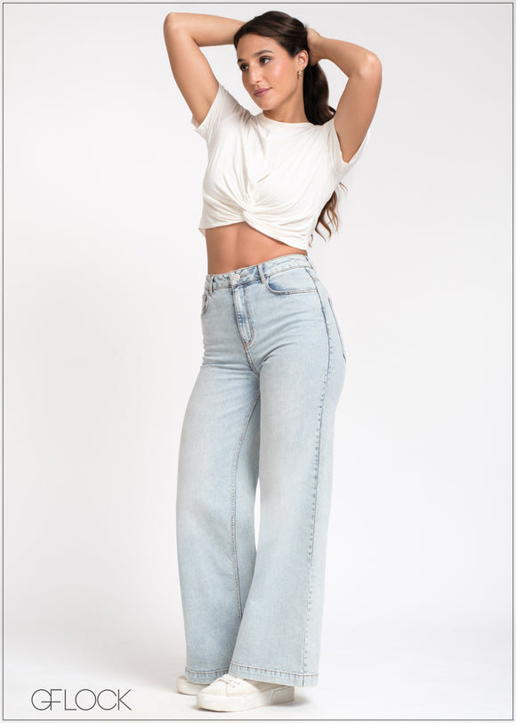 Wide Leg Moon Wash Jean - Short Length - 121024