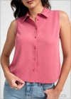 Sleeveless Regular Collar Shirt - 230625