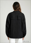 Pleat Detail Tunic Collar Top - 100425IE