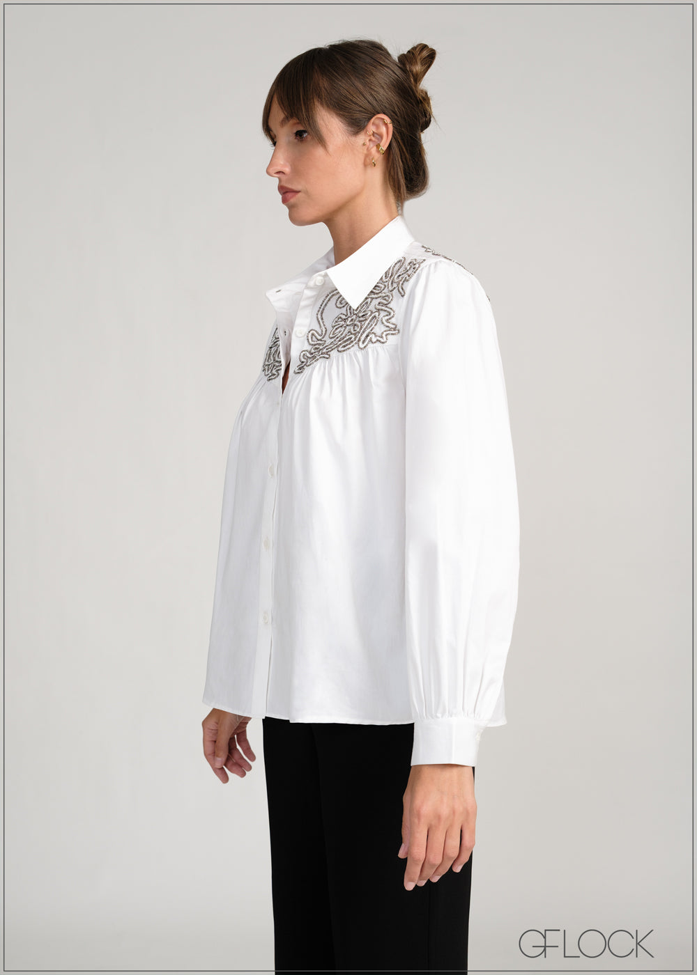 Embellished Yoke Shirt - 231225