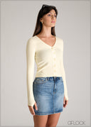 Button Down Long Sleeve Top - 110626