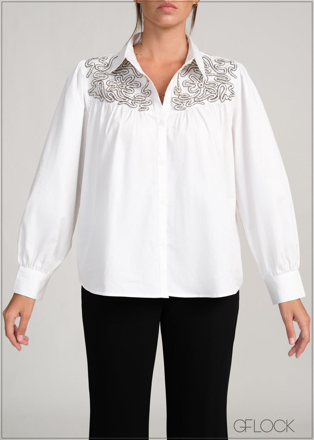 Embellished Yoke Shirt - 231225