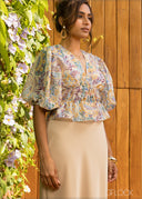 V-Neck Puff Sleeve Top - 110926