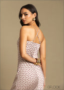 Polka Dot Cowl Maxi Dress - 240925