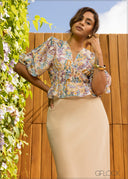 V-Neck Puff Sleeve Top - 110926