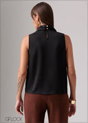 High Neck Sleeveless Cowl Top - 120126