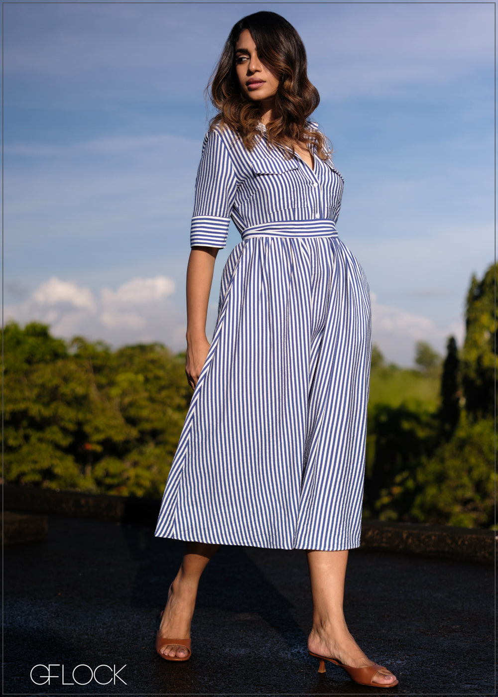 Stripe Shirt Dress - 171025