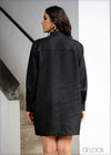 Long Sleeve Linen Shift Dress - 010923