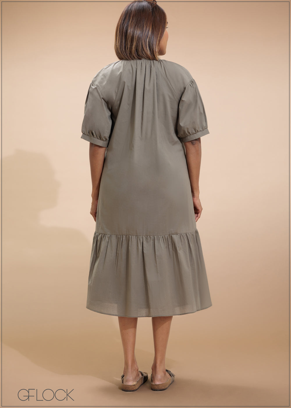 Relaxed Tiered Midi Dress - 100425I