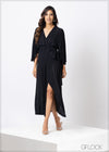 Curve Sleeved Wrap Maxi Dress - 160623