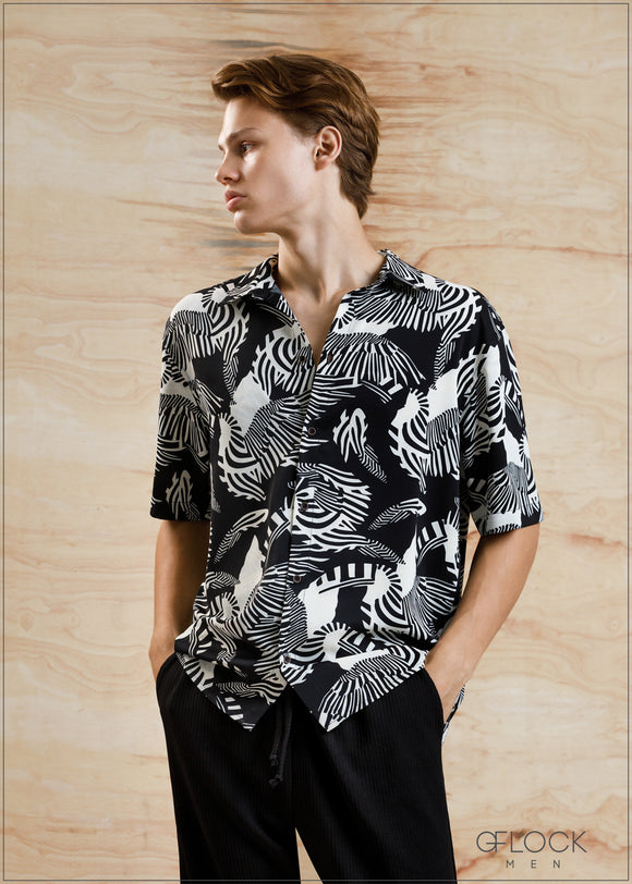 Printed Casual Short Sleeve Shirt - 100424