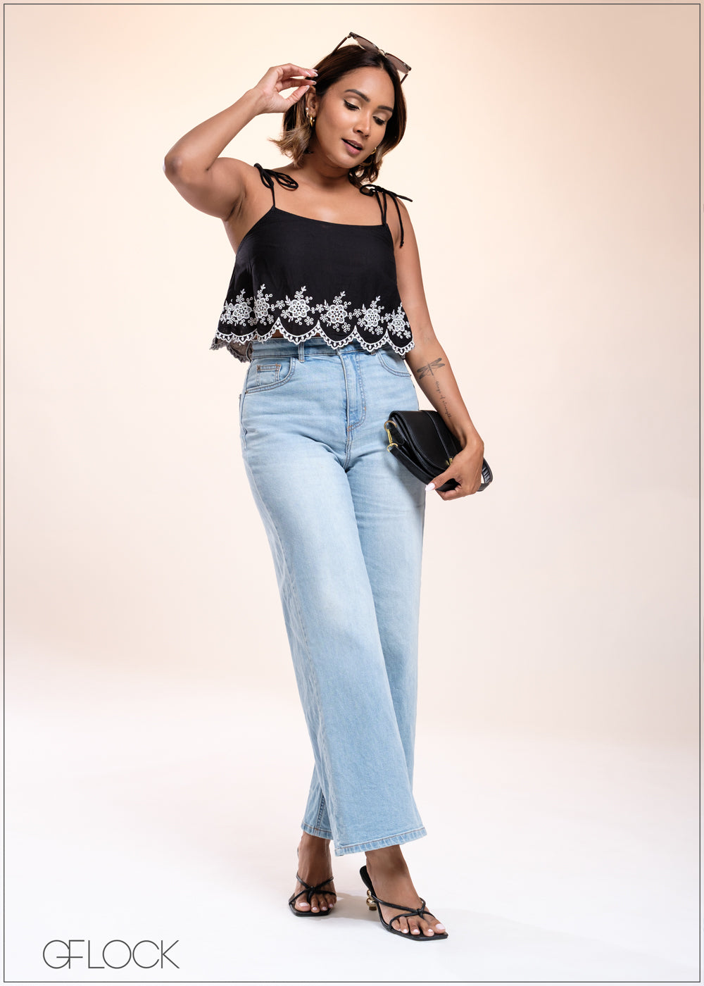 Border Embroidered Cami Top - 040825