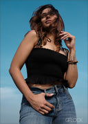 Smocked Tie-Up Crop Top - 130226