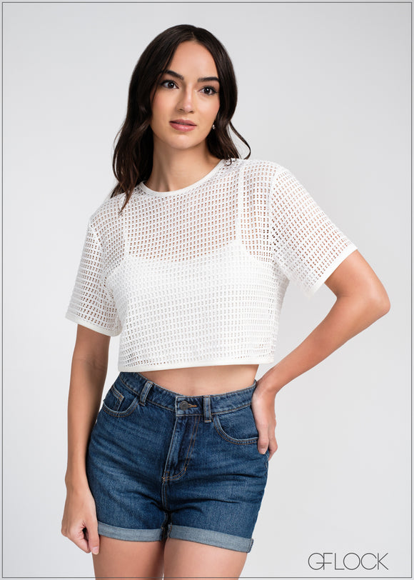 Mesh Cropped Tee - 240325