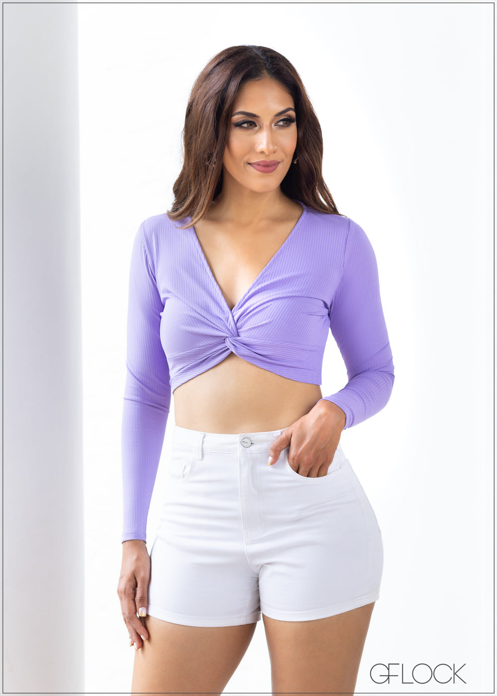 Twist Detail Ribbed Top - 231023 