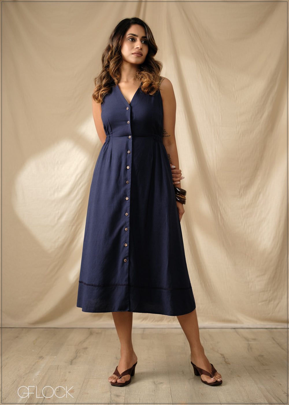 Button Down Linen Dress - 290925