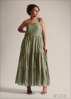 Ladies 100% Cotton Tiered Dress (Dobby Dress) - 250825