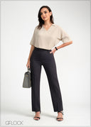 Short Sleeve Collared Top - 050925