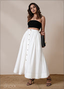 Button Detail Skirt - 220826
