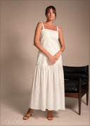 Strappy Lace Mix Midi Dress - 231225