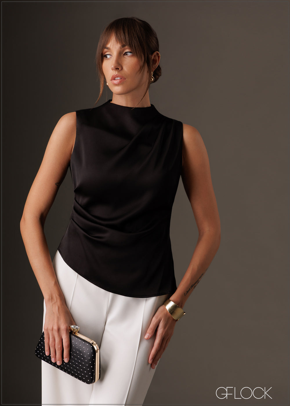 High Neck Pleat Detailed Top - 141125