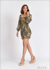 Balloon Sleeve Smoked Mini Dress - 080324