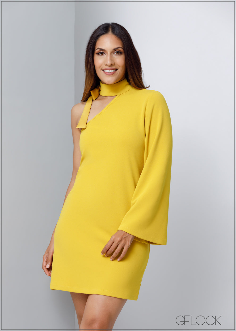 Ring Detail Tie Up One Shoulder Dress - 120623