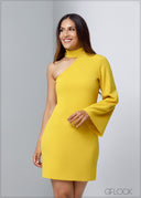 Ring Detail Tie Up One Shoulder Dress - 120623